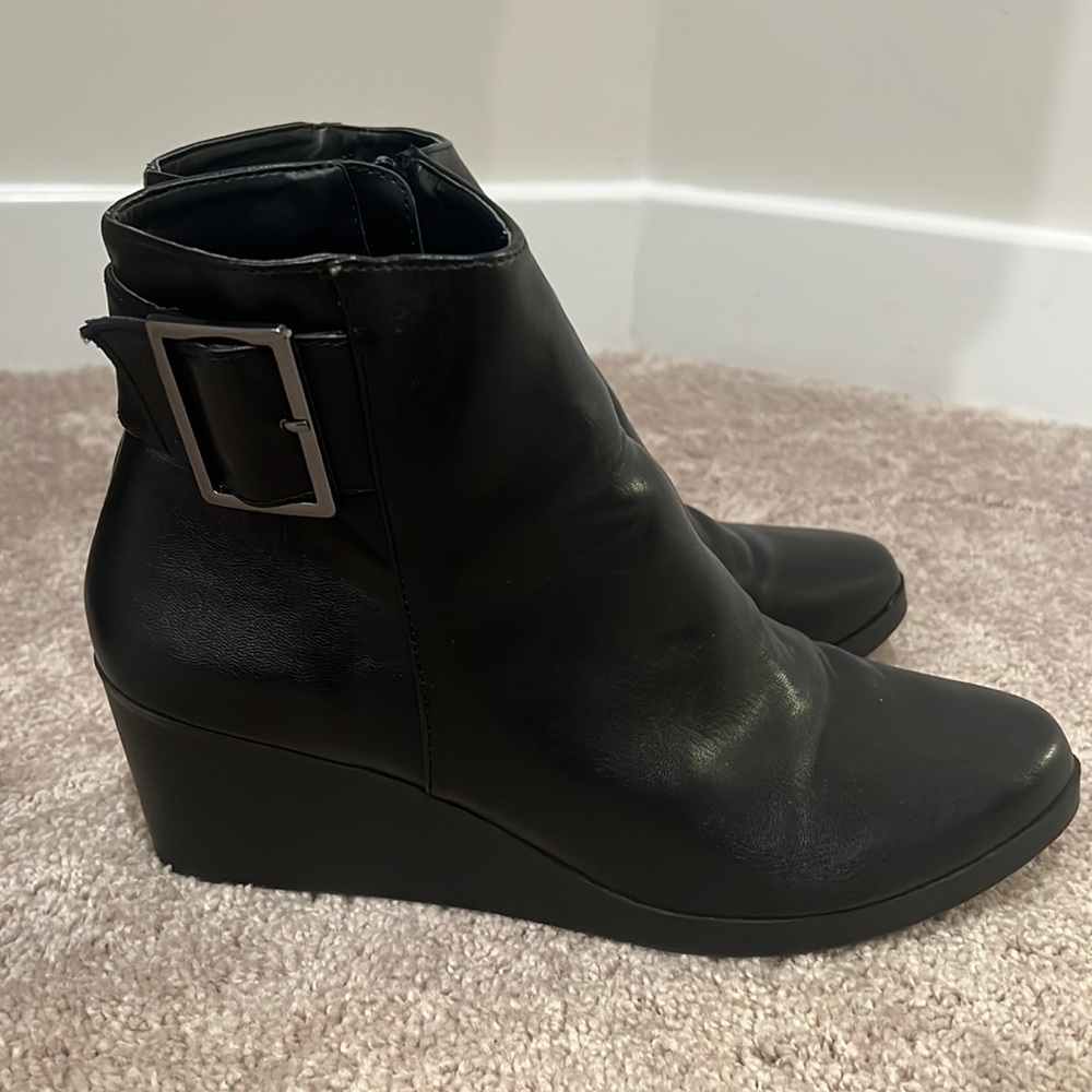 Black Wedged Booties